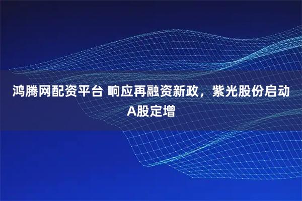 鸿腾网配资平台 响应再融资新政，紫光股份启动A股定增